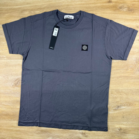 Stone Island Patch Logo T-Shirt in Blue Grey