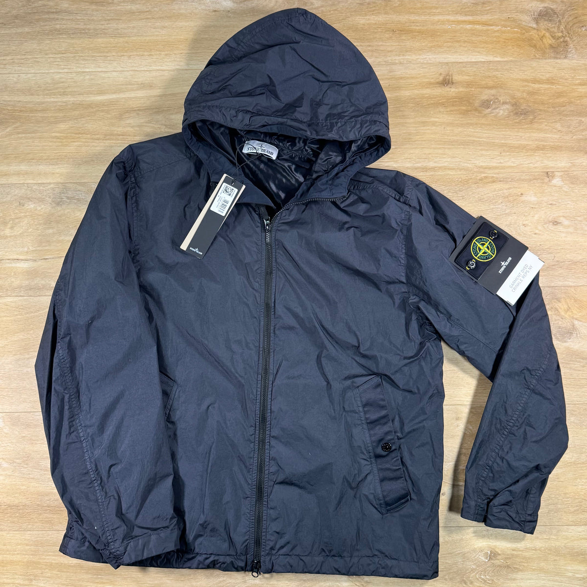Stone Island Crinkle Reps NY Hooded Jacket in Navy
