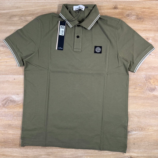 Stone Island Patch Logo Polo Shirt in Military Green