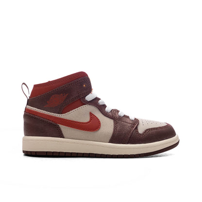 Jordan 1 Mid SE (PS) - Coconut Milk/Varsity Red/Dark Pony