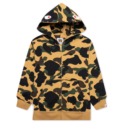 Kid's 1ST Camo Patch Print Shark Zip Hoodie - Yellow