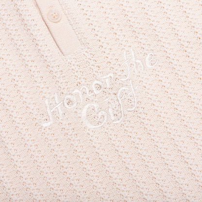Long Sleeve Knit Polo - Bone