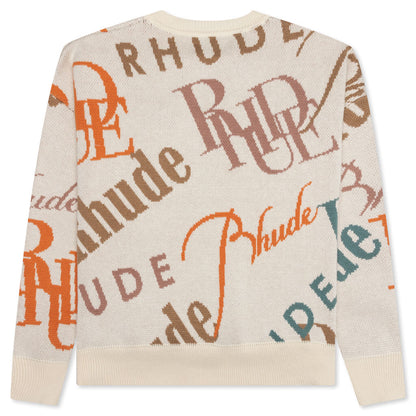Jacquard Logo Knit Crewneck - Ivory/Multi