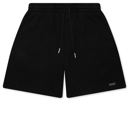 Rib Knit Drawcord 7" Shorts - Black