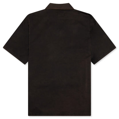 Script Camp Collar Shirt - Jet Black