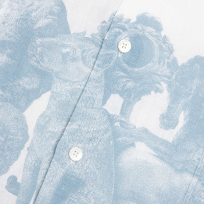 Linen Shirt with Hubert Objects Print- Blue/White