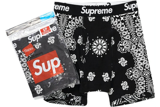 SUPREME HANES BANDANA BOXER BRIEF BLACK (2 PACK)