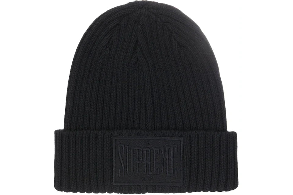SUPREME OVERDYED PATCH BEANIE BLACK