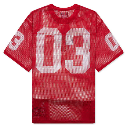 Varsity S/S Crop Fit Knit Football Jersey - Red