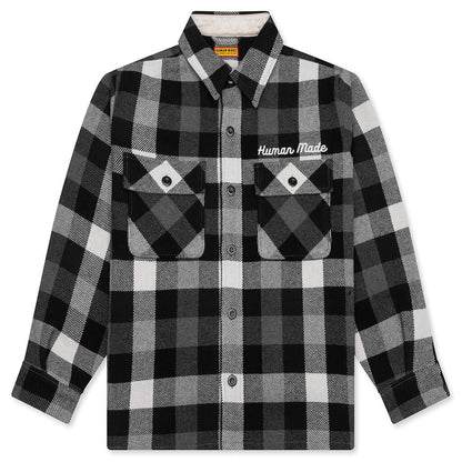 Wool Check Shirt Jacket - Black