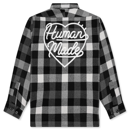 Wool Check Shirt Jacket - Black