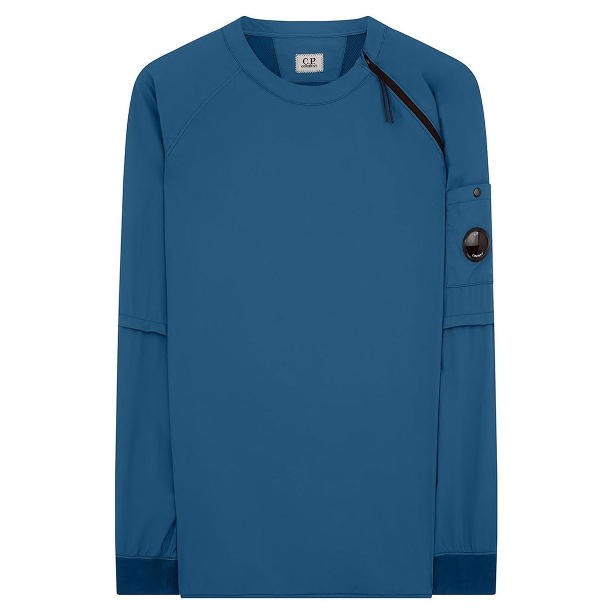 CP Company Blue Crew Neck Nylon Stretch Double Sweatshirt