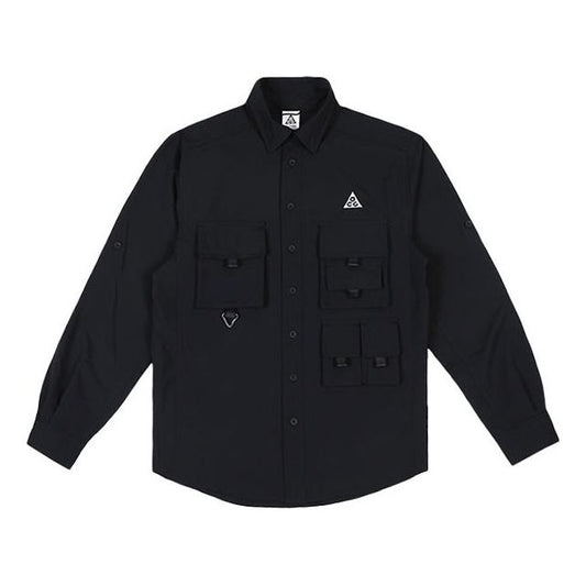 Men's Nike x ACG Multiple Pockets Long Sleeves Waterproof Sports Logo Casual Jacket Autumn Black DB1014-010