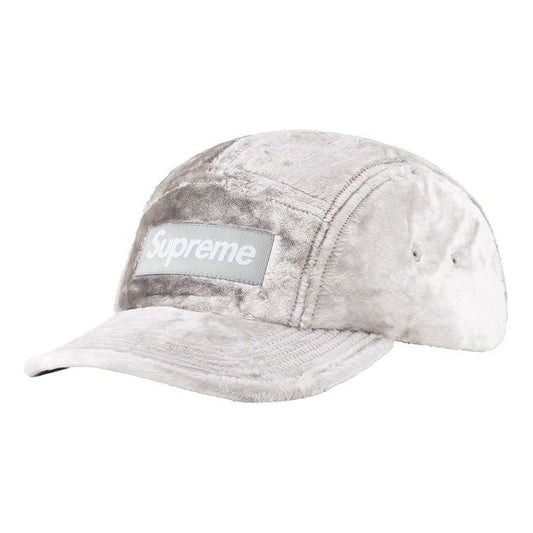 Supreme Crushed Velvet Camp Cap 'White Silver' SUP-SS22-992