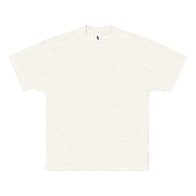 Men's Nike Lab Solo Swoosh Basic Sports Short Sleeve Light Bone White T-Shirt DA0321-072