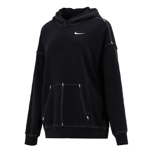 (WMNS) Nike Embroidered Logo Loose Hoodie Black DM6202-010