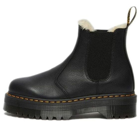 (WMNS) Dr. Martens 2976 Faux Fur Lined Platform Chelsea Boots 'Black' 25635001