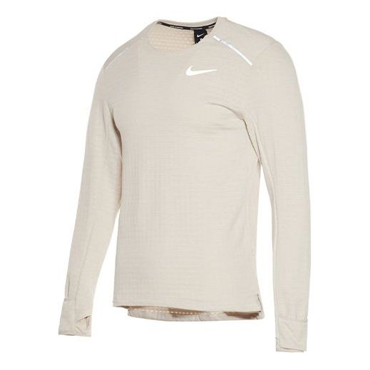 Men's Nike Casual Sports Breathable Tight Long Sleeves Creamy White T-Shirt BV4708-221