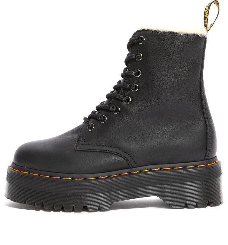 (WMNS) Dr. Martens Jadon Faux Fur Lined Leather Platform Boots 'Pisa - Black' 25637001