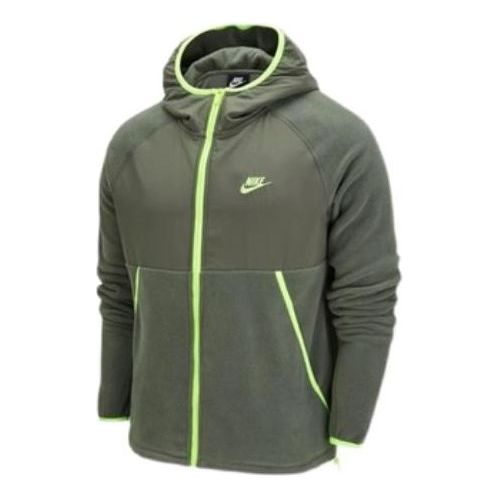 Nike Sportswear Full-length zipper Cardigan hooded Fleece Lined logo Jacket Green DM1220-380