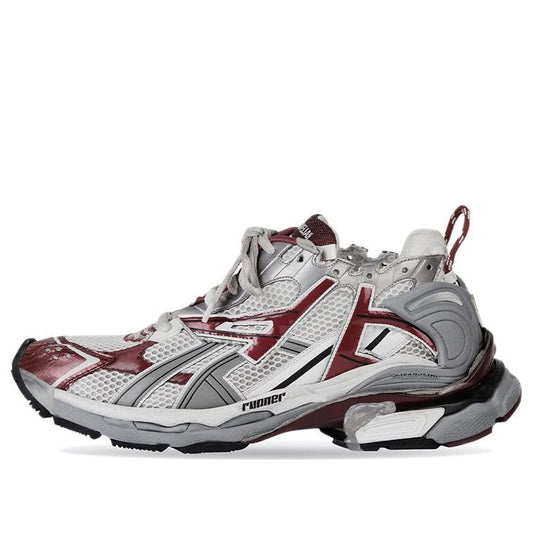 (WMNS) Balenciaga Runner Sneakers 'Grey Burgundy Mesh and Nylon' 677402W3RB39069