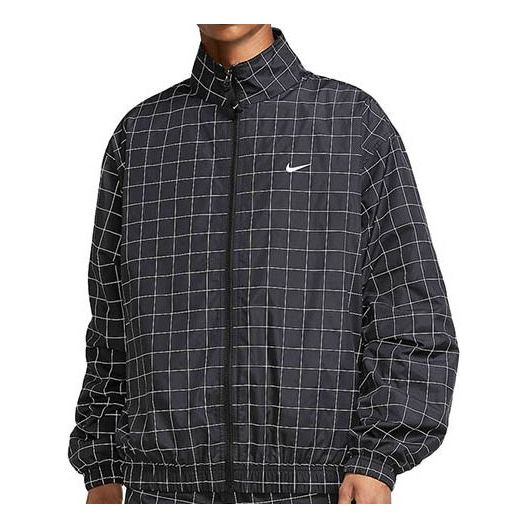 Men's Nike Zipper Plaid Jacket Black CV0556-010