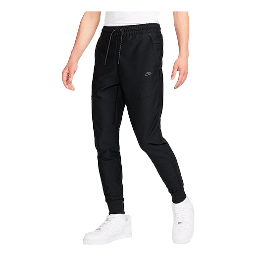 Men's Nike Elastic Waistband Lacing Bundle Feet Sports Pants/Trousers/Joggers Black DD6599-010