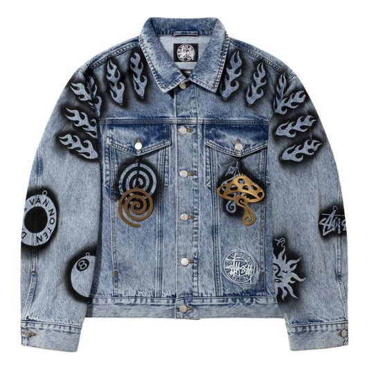 Stussy x Dries Van Noten Hand-Stencilled Denim Jacket 'Washed Blue' 315294