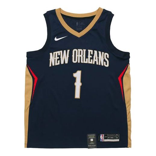 Nike NBA Zion Williamson Basketball Sports Jersey SW Fan Edition New Orleans Pelicans 1 Navy Blue Dark blue 864493-427