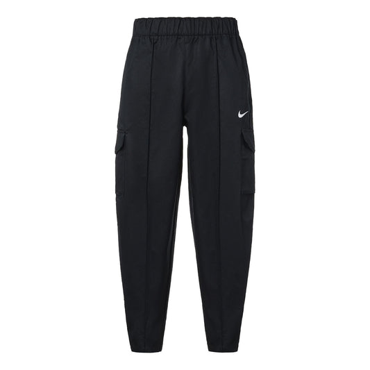 (WMNS) Nike Logo Solid Color Woven Sports Pants/Trousers/Joggers Autumn Black DD5984-010