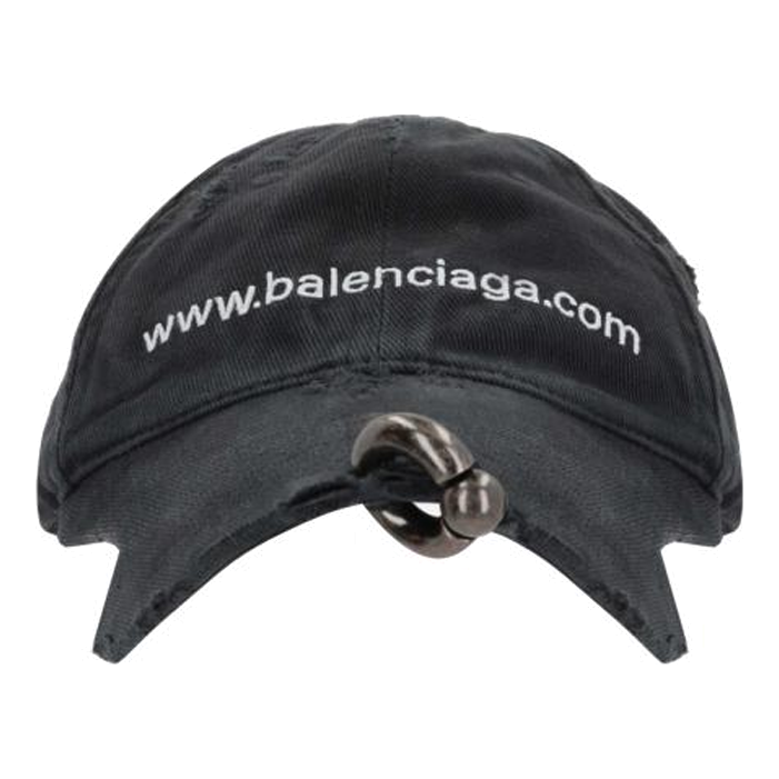 Balenciaga Bal.com Front Piercing Cap 'Black Faded' 750716410B21071