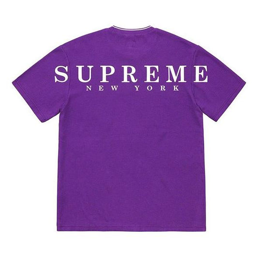 Supreme SS19 Stripe Rib Waffle Top Short Sleeve Unisex Purple SUP-SS19-10279