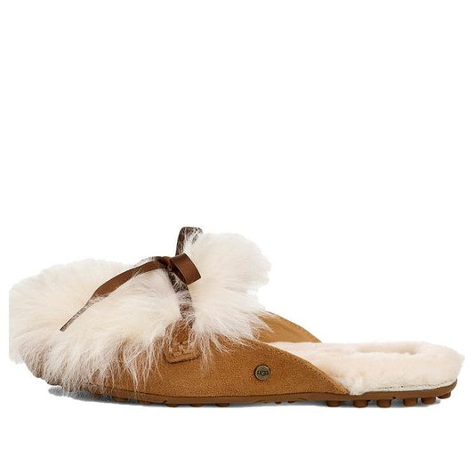 (WMNS) UGG Shaine Fluff Cozy Flat Plush Casual Slipper Brown 1105316-CHE