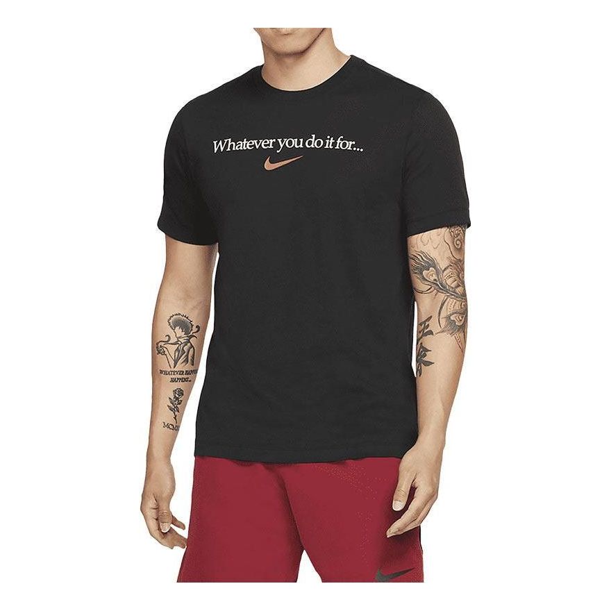 Nike Logo Printing Solid Color Training Short Sleeve Black DJ6232-010