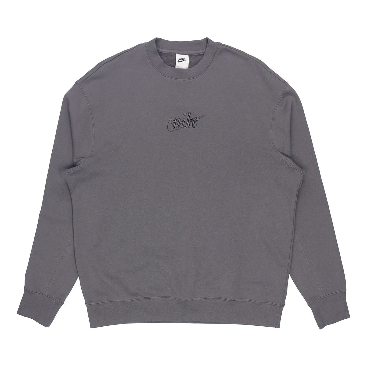 Men's Nike Logo Embroidered Loose Round Neck Gray DR7836-068