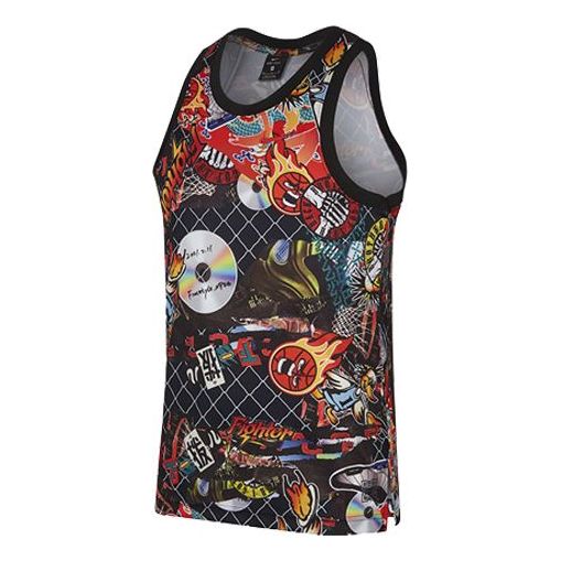 Men's Nike Street Graffiti Basketball Sports Vest 'Black Red' CK1182-018