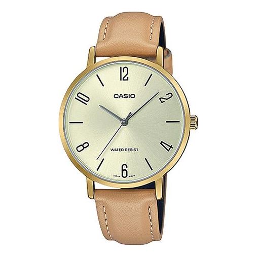 CASIO Dress Series Classic Minimalistic Exquisite Fashion Champagne Watch 34mm Waterproof Strap Gold Analog LTP-VT01GL-9B2