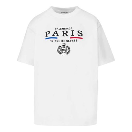 Balenciaga Crown Logo Alphabet Printing Short Sleeve White 594599TGV489000
