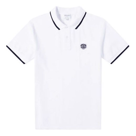 Men's KENZO Embroidered Short Sleeve Polo Shirt White F005PO2014BA-01