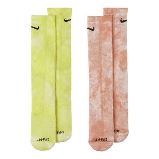 Nike Unisex Everyday Plus Tie Dye Medium Stockings 2 Pairs Yellow/Orange/Red DM3407-904