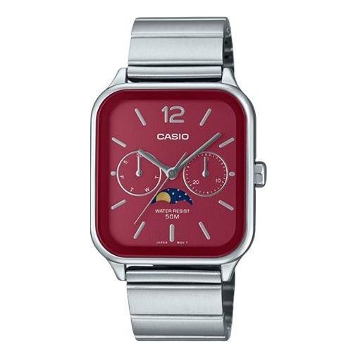 CASIO Analog 'Silver Burgundy' MTP-M305D-4AV