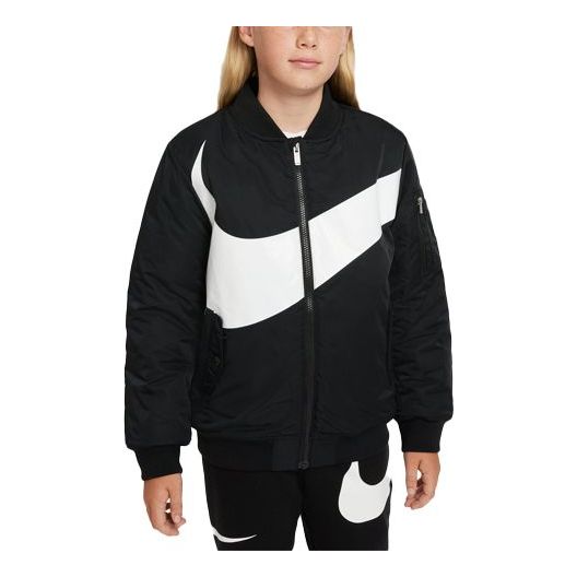 (GS) Nike Kids Large Logo Printing Stay Warm Sports Jacket Boy Black DQ8303-010
