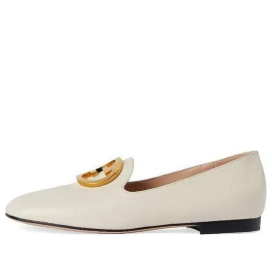 (WMNS) Gucci Logo Plaque Loafers 'White' 723395-C9D00-9022