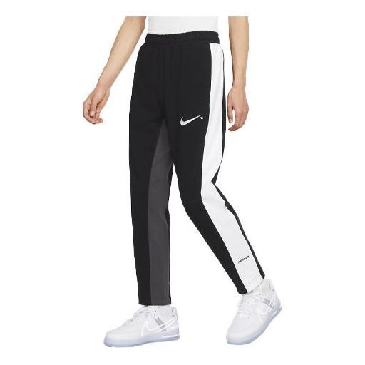 Men's Nike Sportswear Swoosh Contrast Color Stitching Knit Sports Pants/Trousers/Joggers Black DD5988-010