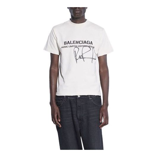 Balenciaga x RuPaul Jointly Signed FW21 Letter Printing Round Collar Male White 670943TLV579057