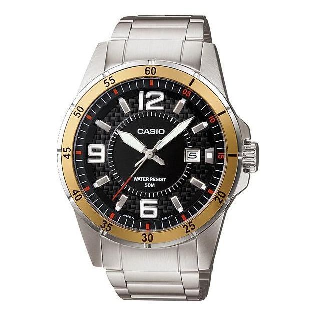 Men's CASIO Dress Collection Quartz Movement Stainless Steel Strap Black Dial Watch Analog Mens MTP-1291D-1A3V