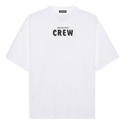 Men's Balenciaga Crew Alphabet Printing Short Sleeve White 620969TIV749040