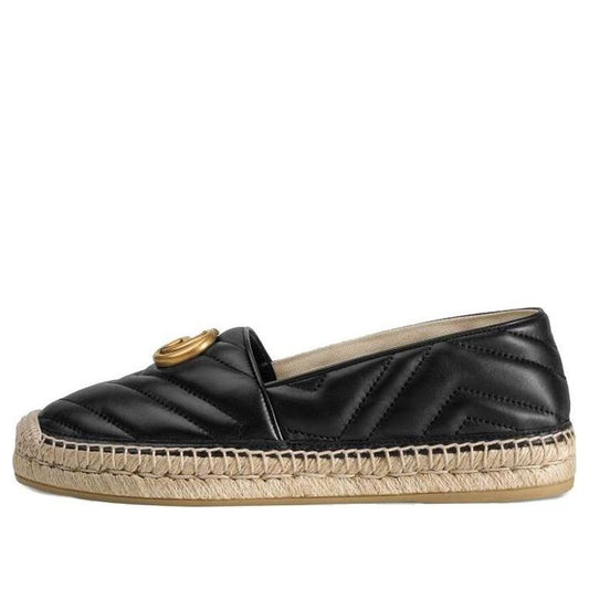 (WMNS) Gucci Double G Espadrille 'Black Leather' 551890-BKO00-1000
