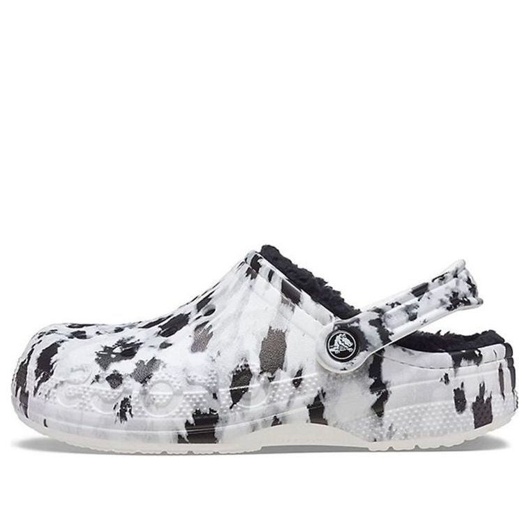 Crocs Baya Lined Clog Fleece Lined Unisex White Gray Slippers 'White Grey' 205975-10M