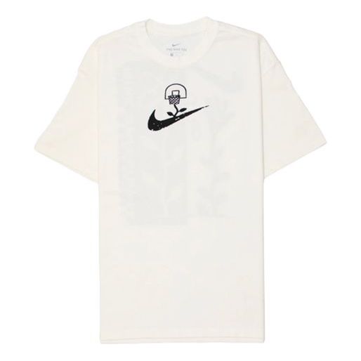 Nike Basketball Sports Graffiti Printing Short Sleeve US Edition Creamy White DC1283-910